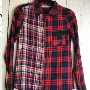 Parisian collection color block plaid shirt size S